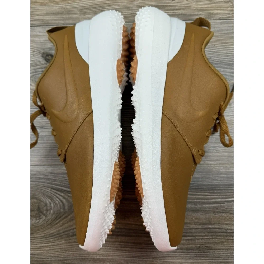 NIKE Roshe G Premium Brown Leather Spikeless Golf Shoes AA1838-200 Men's 10.5
